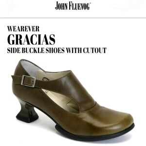 John Fluevog Olive Side Buckle Heels